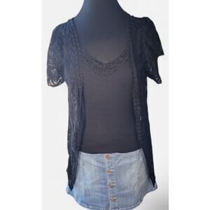 August Silk Lace Beaded Ribbed Tank Camisole Y2K Fairy Grunge Minimalist Small